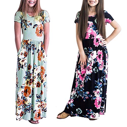 YWLINK Casual Vestido Largo De Boho De La ImpresióN NiñAs Manga Corta Verano Vestido Estampado Floral Fiesta1-10 AñOs De Edad La Moda Verano Vestido De Fiesta