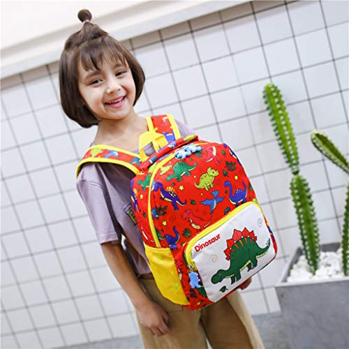 YWLINK Mochila Escolar Ligero Estudiante NiñOs Y NiñAs NiñOs Dibujos Animados Dinosaurio Animal Mochila Escolar Viajes Cremallera Bolsa Ocio Fiesta Regalo(rojo)