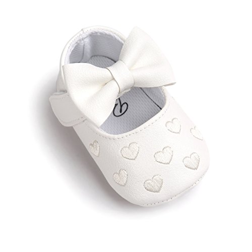 Zapatos de bebé,Auxma Niña Bowknot Zapatos de Cuero Zapatillas Antideslizante Suave niño único para 0-18 Meses (6~12M, Blanco)