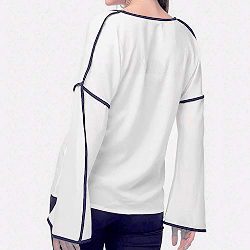 ZODOF Camiseta Mujer Casual Cuello Redondo Color Block Manga Larga Camiseta Tops Sudadera Blusa Sweatshirt T-Shirt