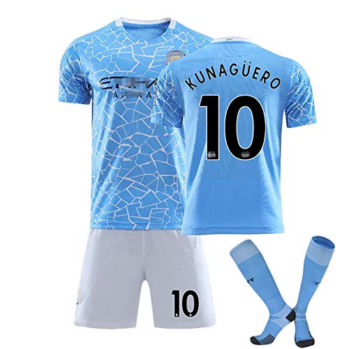 ZYWCXM Jersey de fútbol para niños para Hombre Adecuado para Jesús 9# Jersey, Agüero 10# Sané 19# Versión de Fans Training Uniform, Jersey de fútbol Personalizable 10#-18