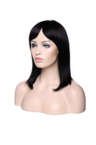 14"(35cm) Peluca Bob Mujer Pelo Natural Humano 100% Remy Pelucas Cortas Naturales Lisas Cabello Brasileño Brazilian Human Hair Wig Straight (#1B Negro Natural)