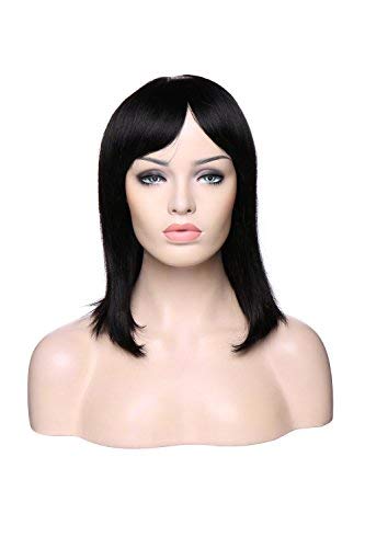 14"(35cm) Peluca Bob Mujer Pelo Natural Humano 100% Remy Pelucas Cortas Naturales Lisas Cabello Brasileño Brazilian Human Hair Wig Straight (#1B Negro Natural)