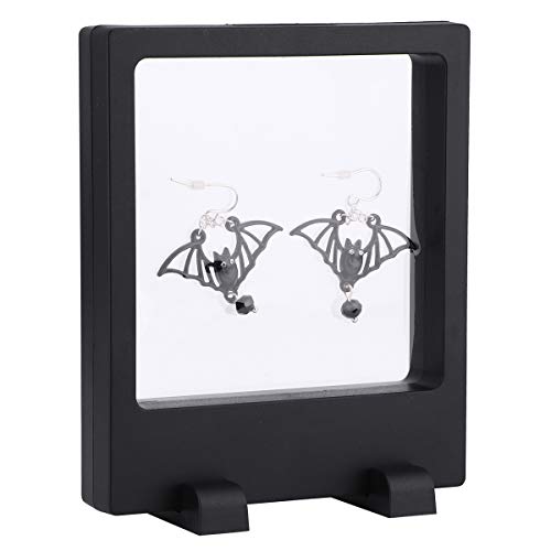 3 Piezas Transparente PE Film Holder Jewelry Display Box Frame Film Jewelry Display Rack Jewelry Show Case para Shop Mall (pie Cuadrado, Negro, con Base)