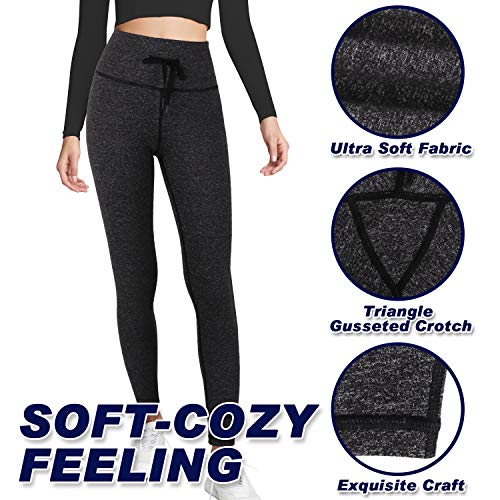 3W GRT Leggins Mujer,Mallas de Deporte de Mujer,Pantalones Mujer,Pantalón Deportivo para Mujer,Cintura Alta Pantalones Deportivos para Running,Estiramiento,Yoga (Gris- con cordón, S)