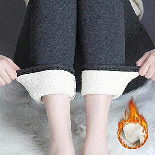 88AMZ Leggings Invierno para Mujer, Cálido Sólido Grueso de TerciopeloLeggins, Lana Cachemir para Mujer, Polainas, Mallas Térmicas para Mujer, Mallas con Forro Polar Interior (Negro, S)