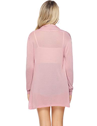 Abollria Cardigan de Peso Ligero Mujer Elegante Chaqueta Largo Transparente Chal Abierto Rebecas Manga Larga Primavera y Verano