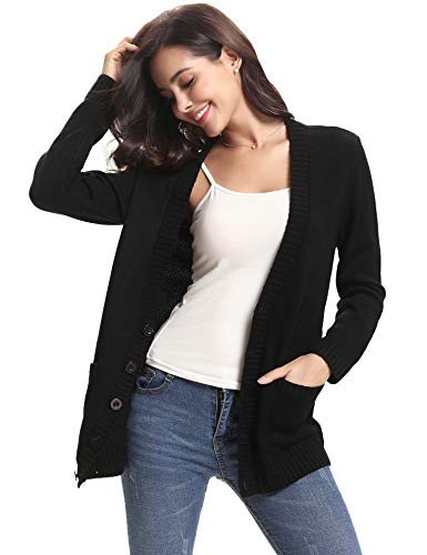 Abollria Cárdigan Mujer Básico Chaqueta de Punto con Botones Clasico Suéter Cárdigan Manga Larga Casual Rebeca Jerseys Sweater V-Cuello para Primavera Otoño Invierno