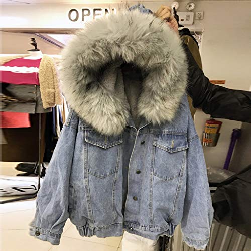 Abrigo de Mujer Vaqueras Cortas Invierno Casual,PAOLIAN Chaquetas Jeans Baqueras con Capucha Otoño Cuello Mapache Anchas Joven Mujer Casual Chaquetón Acolchado Vestir Elegantes