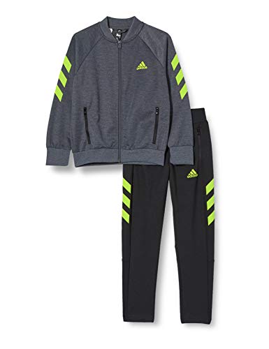 adidas B XFG TS Tracksuit, Niños, Top:Dark Grey Heather/Semi Solar Slime Bottom:Black/Semi Solar Slime, 5-6Y