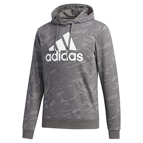 adidas Chaqueta Essentials All Over Print para Hombre, Hombre, Chaqueta, IXW39, Gris sólido/Blanco., S