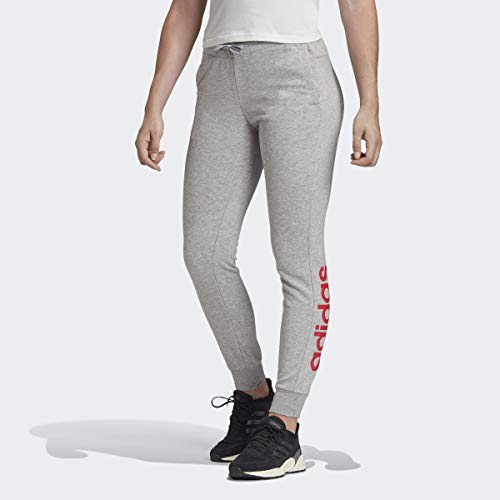 adidas Essentials Linear Pant Pantalones, Gris Jaspeado/Rosa, Extra-Large para Mujer