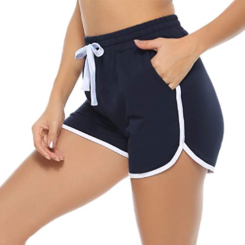 Aibrou Pantalones Deporte Corto Verano de Algodón Pantalones Deportivos para Mujer Pantalón de Chándal con Bolsillos para Gimnasio Deportes Correr Jogging