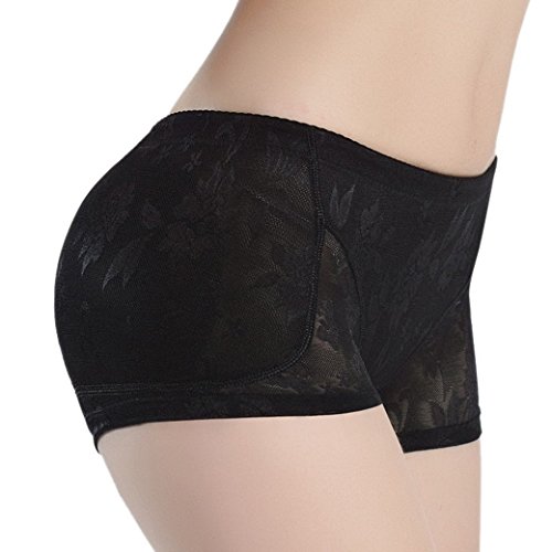 Aivtalk Mujer Encaje Bragas Braguitas Moldeadoras con Relleno Embellecer Cadera Lencería Calzones Lucir Palmito Bum Up - Negro Talla XXL