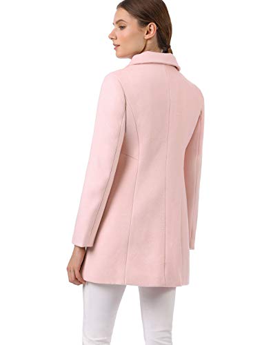 Allegra K Abrigo Collar Peter Pan Trench Doble Botonadura de Mujer Rosa S