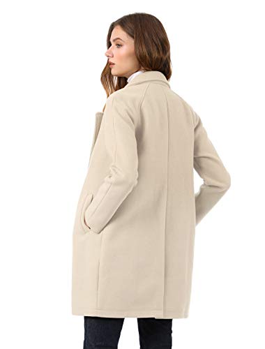 Allegra K Trench Abrigo Raglán Doble Botonadura Solapa con Muescas para Mujer Crema XS