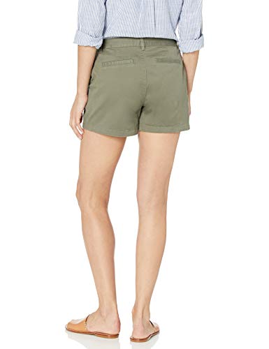 Amazon Essentials – Pantalón corto chino con tiro de 8,89 cm para mujer, verde oliva, 12