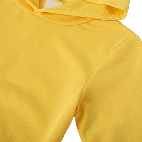 amropi Chándal Niños 2 Piezas Set Sudadera con Capucha y Pantalones Deportivo Jogging Adolescentes Conjunto Ropa (Amarillo,12-14 años)