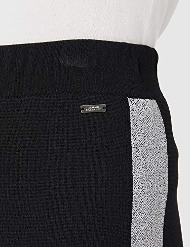 Armani Exchange Wide Fit Sweatpants Pantalón Deporte, Negro, L para Mujer