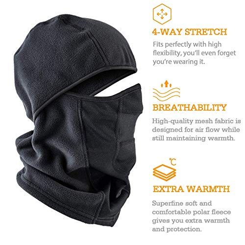 AstroAI Pasamontañas para Moto Invierno,Balaclava Pasamontañas Multifuncional de Esquí Ciclismo Dafunna Tamaño Universal para Mujeres Hombres (Negro)