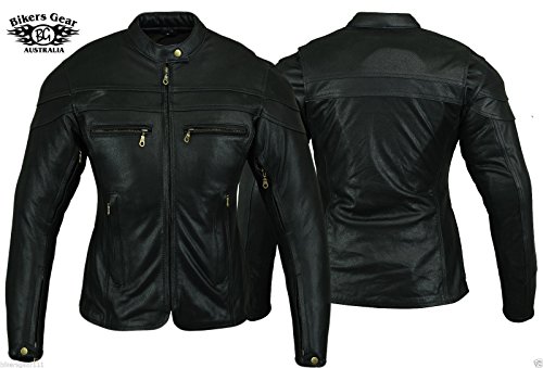 Australian Bikers Gear CE 1621-1 5, Chaqueta de moto de cuero Sturgis Tour, Mujer, Negro, 36 EU, 8 UK, Tamaño del Fabricante: S