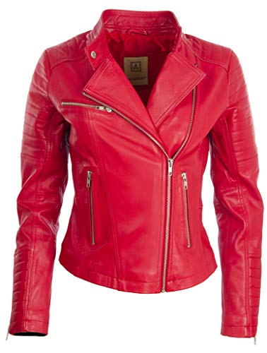 Aviatrix Chaqueta Cuero Genuino de la Mujer (X5QE)