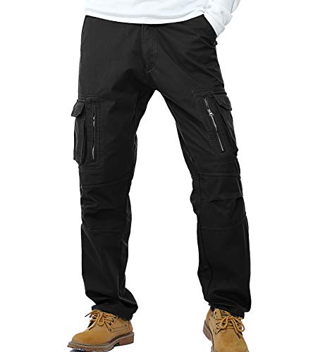 AYG Men's Thicken Winter Polar Fleece Lining Warm Trousers Cargo Camo Combat Pants