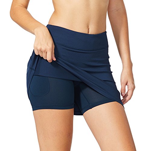 BALEAF Falda deportiva para mujer, ligera, con bolsillos cortos, para correr, tenis, golf, entrenamiento, deportes - - Large