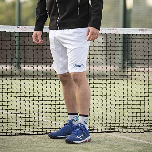 Barcelona Padel Tour | Pantalón Corto con Bolsillos para Hombre | Short en Tejido Ligero y Transpirable con Estampación Especial de Pádel | Ropa Deportiva Blanco XL