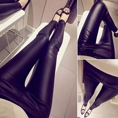 BBestseller Mujeres Leggins Cuero Skinny Elásticos Pantalones Cintura Alta Pantalones Deportivos para Mujer Gimnasio Fitness Pantalón