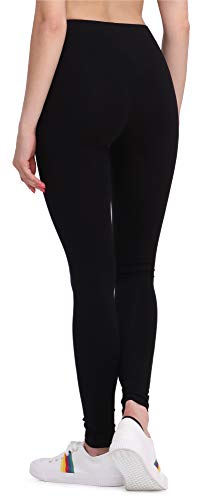 Bellivalini Leggins Mallas Deportivas Largas en Viscosa Mujer BLV50-147 (Negro, XS)