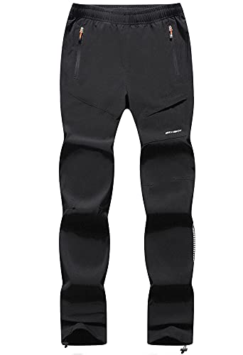 BenBoy Pantalones Montaña Trabajo Mujer Secado Rápido Pantalones Casuales Deportivos Pantalon de Trekking Escalada Senderismo Acampada Impermeable,KZ2016W-Black-XL