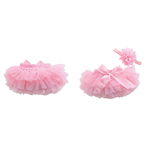 BESTOYARD Falda de tutú Accesorios de fotografía de niñas bebé recién Nacidos pequeños Vestido de Princesa de cumpleaños con Tocado Talla S (Rosa)