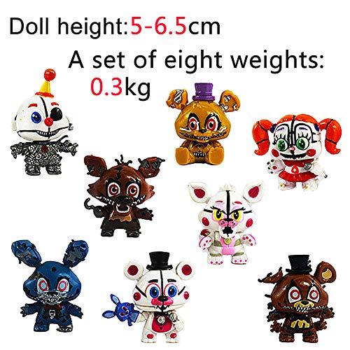 BESTZY Five Nights at Freddy's, 8pcs Five Nights At Freddy Modelo de decoración Modelo de personaje animado Regalo (6.5cm)