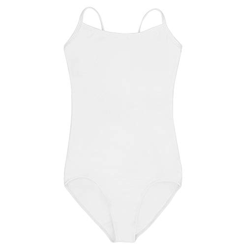 Bezioner Maillot de Danza Gimnasia Leotardo Clásico Body de Ballet para Mujer Blanco M