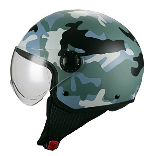 BHR 09479 Casco Moto Demi-Jet Linea One 801, Gris Camuflaje, L