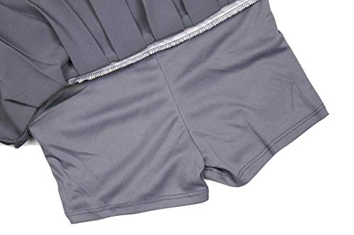 Bienzoe Niña Elástico Plisado Teflon Uniforme Escolar Danza Falda Gris 4