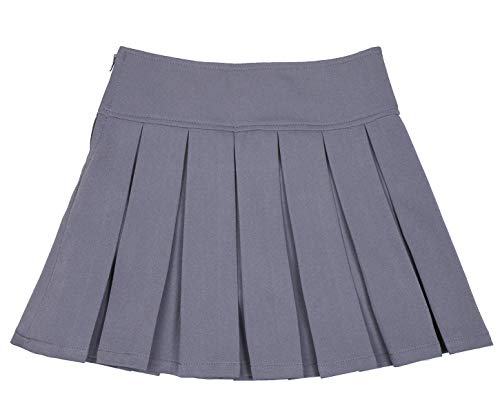 Bienzoe Niña Elástico Plisado Teflon Uniforme Escolar Danza Falda Gris 4