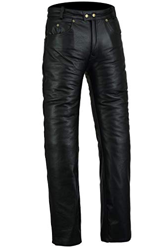 Bikers Gear Australia - Pantalones Vaqueros de Piel Suave para Motocicleta, de Piel, Color Negro, Talla XL