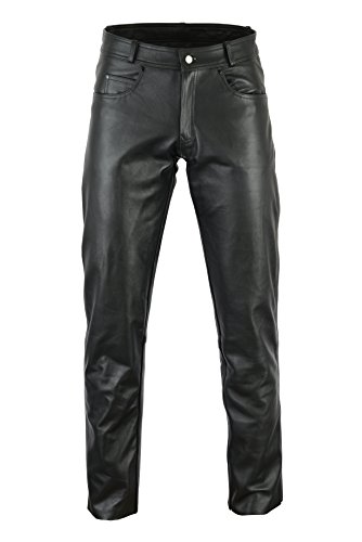 Bikers Gear Australia - Pantalones Vaqueros de Piel Suave para Motocicleta, de Piel, Color Negro, Talla XL