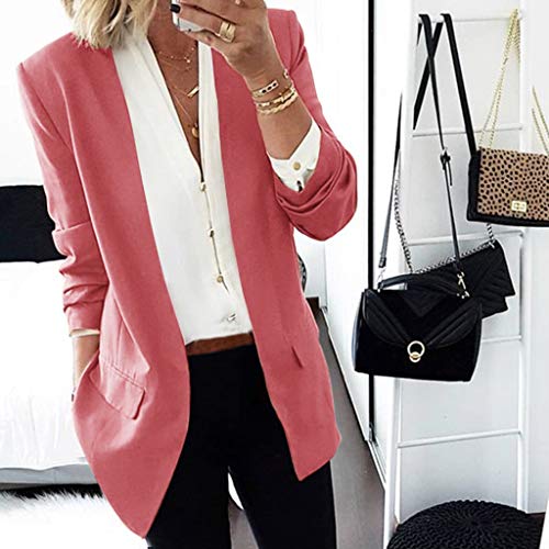 Blazer Chaqueta Elegante de Mujeres SUNNSEAN Abrigos Moda Casual Chaquetas con Bolsillos Chaqueta Manga Larga Trajes de Blazer Abrigo de Oficina Primavera Otoño Mujer Chicas Cárdigan Abrigos