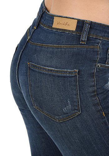 BlendShe Adriana Jeans Denim Vaquero Tejano para Mujer Elástico Relaxed-Fit, tamaño:XS, Color:Dark Blue Washed (29053)