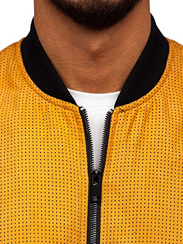 BOLF Hombre Chaqueta Acolchada de Entretiempo Cierre de Cremallera Cuello Alto Cazadora Plumíferos Deporte Chaqueta de Ocio Básico Outdoor Estilo Casual Nature 6115 Camel L [4D4]