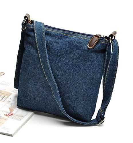 Bolso de hombro para vaqueros | Bolso cruzado | Bolso de mano | Bolso de mensajero para mujer en estilo vaquero vaquero (Casual Hobo Fashion), azul (Azul) - LB00286