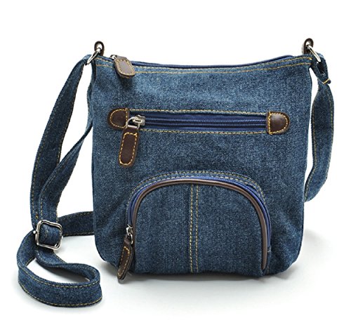 Bolso de hombro para vaqueros | Bolso cruzado | Bolso de mano | Bolso de mensajero para mujer en estilo vaquero vaquero (Casual Hobo Fashion), azul (Azul) - LB00286