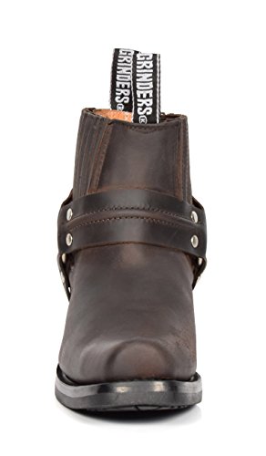 Botas Chelsea de Cuero Real de Estilo Vaquero Biker Ponerse Puntiagudo Zapatos 04RE-LO Marrón (EU 43)