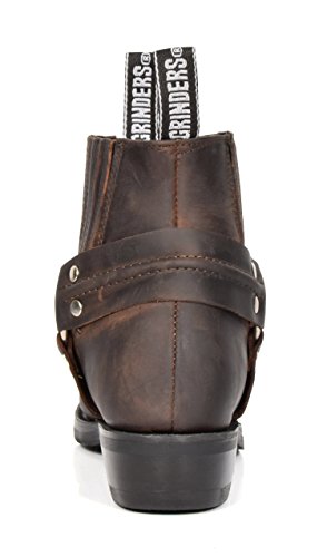 Botas Chelsea de Cuero Real de Estilo Vaquero Biker Ponerse Puntiagudo Zapatos 04RE-LO Marrón (EU 43)