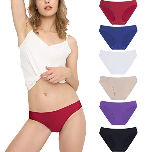 Bragas Mujer sin Costuras Invisible Señoras Braguitas Low Rise Suave Ligera Bikini Braguitas, Pack de 6 Multicolor M