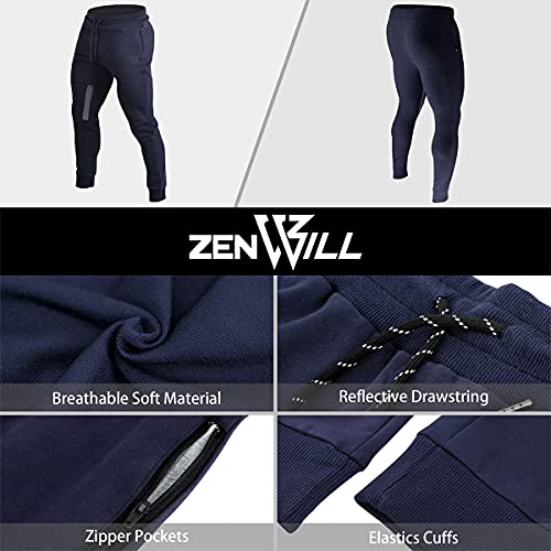 BROKIG Pantalones de Chándal de Gimnasio para Hombre Joggers Chándal Vertex para Jogging Pantalones para Correr con Bolsillos Azul L