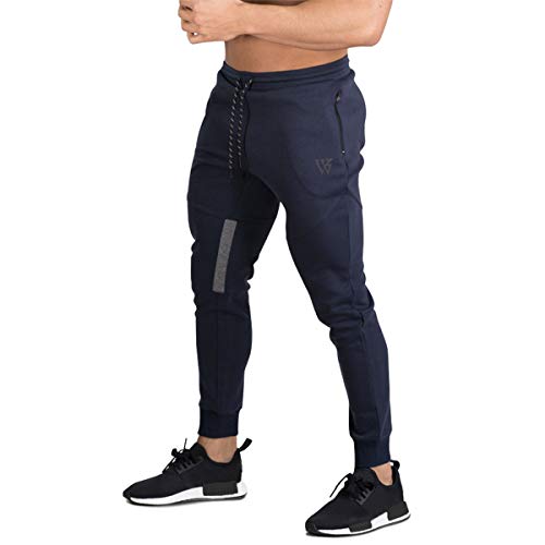 BROKIG Pantalones de Chándal de Gimnasio para Hombre Joggers Chándal Vertex para Jogging Pantalones para Correr con Bolsillos Azul L